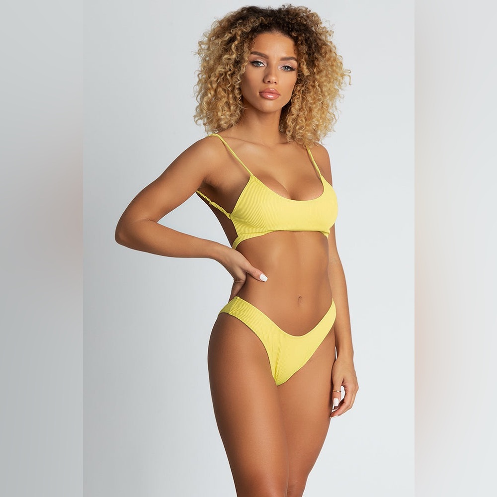 meshki ribbed bikini - crop top butter yellow - XS like new